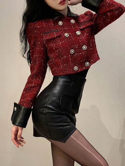 Women’s Christmas Leather Two-Piece Set