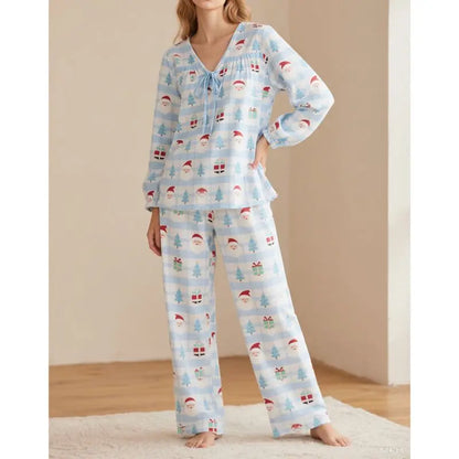 Santa Claus & Tree Print Pajama Set