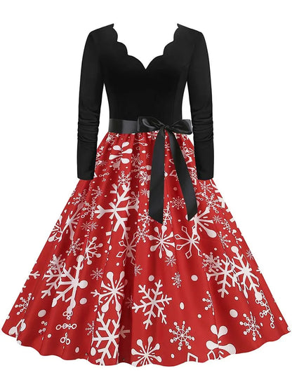 Vintage V-Neck Christmas Dress