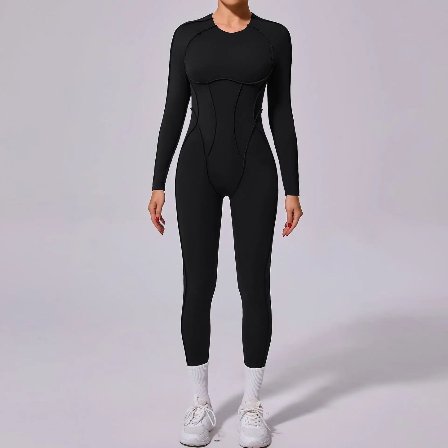 Backless Long Sleeve Yoga Jumpsuit