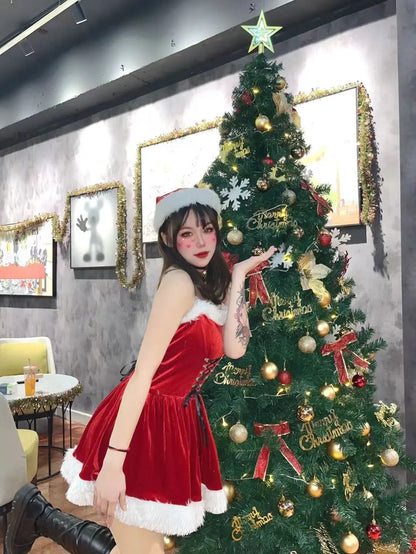 Velvet Santa Claus Mini Dress