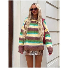 Colorful Round Neck Knit Sweater