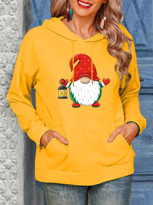 Christmas Pattern Printed Fleece Hoodie