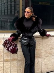 Black Faux Fur Collar Jacket
