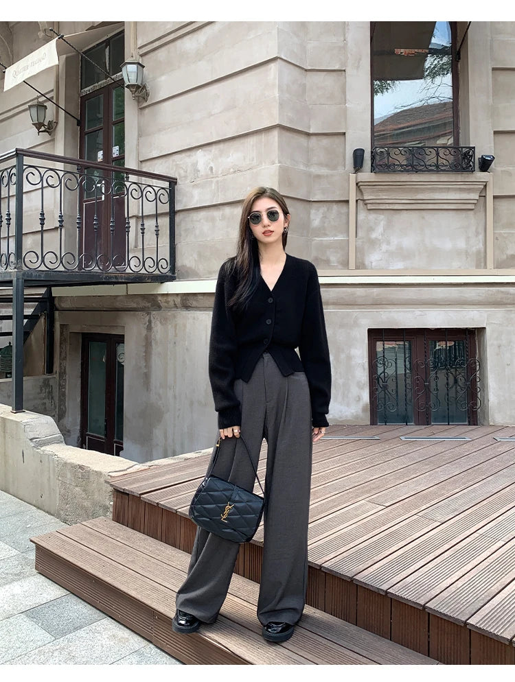 V-Neck Solid Knit Cardigan