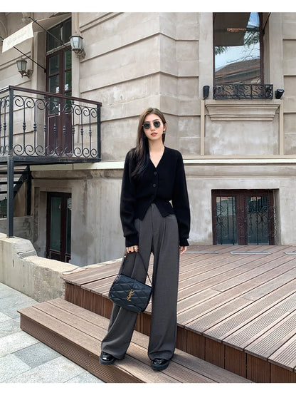 V-Neck Solid Knit Cardigan