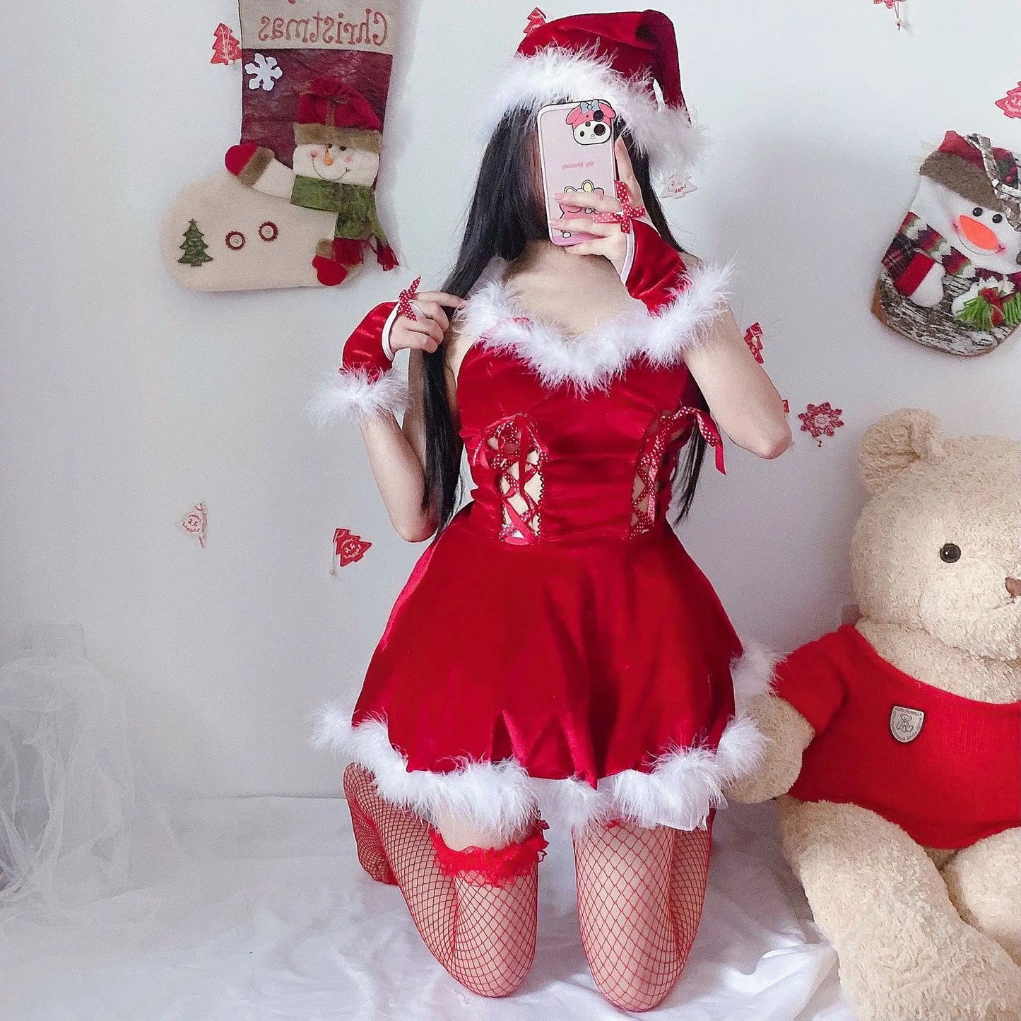 Off-Shoulder Santa Dress
