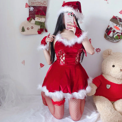 Off-Shoulder Santa Dress