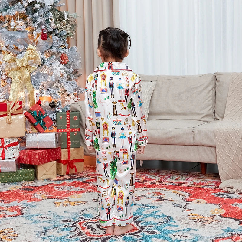 Christmas Tree & Gifts Print Satin Pajama Set