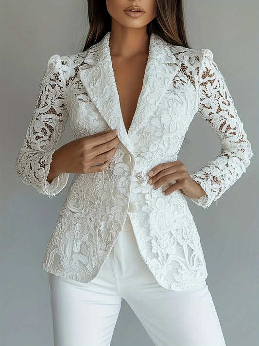 Lace-Trimmed Single-Breasted Blazer