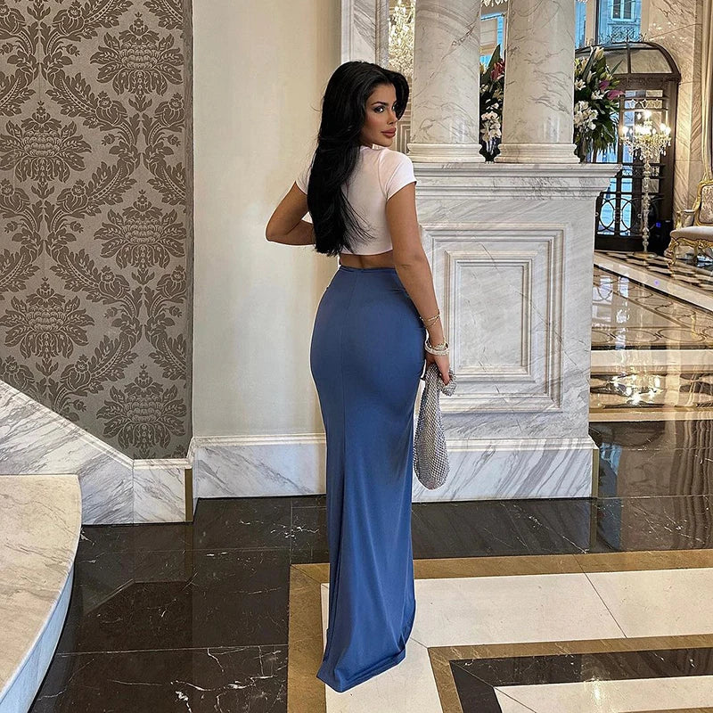 High Waist Split Slim Skirt