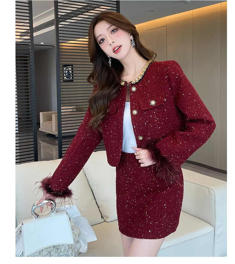 French Vintage Tweed Two-Piece Set