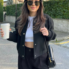 Cropped Tweed Bomber Jacket