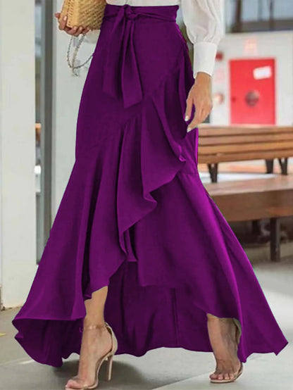 High Waist Fishtail Skirt with Lace