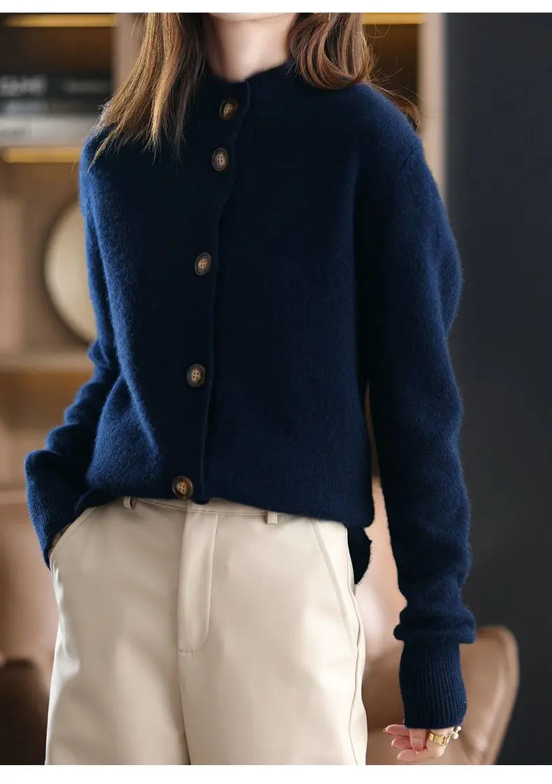 Stand Collar Knit Cardigan