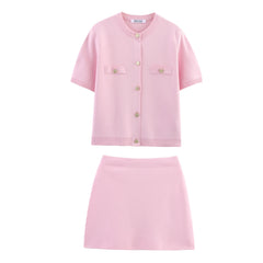 Short Sleeve Knit Cardigan