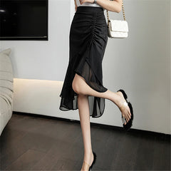 High Waist Wrap Pencil Midi Skirt