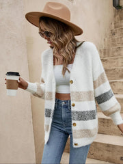 Plush Striped Wool Cardigan