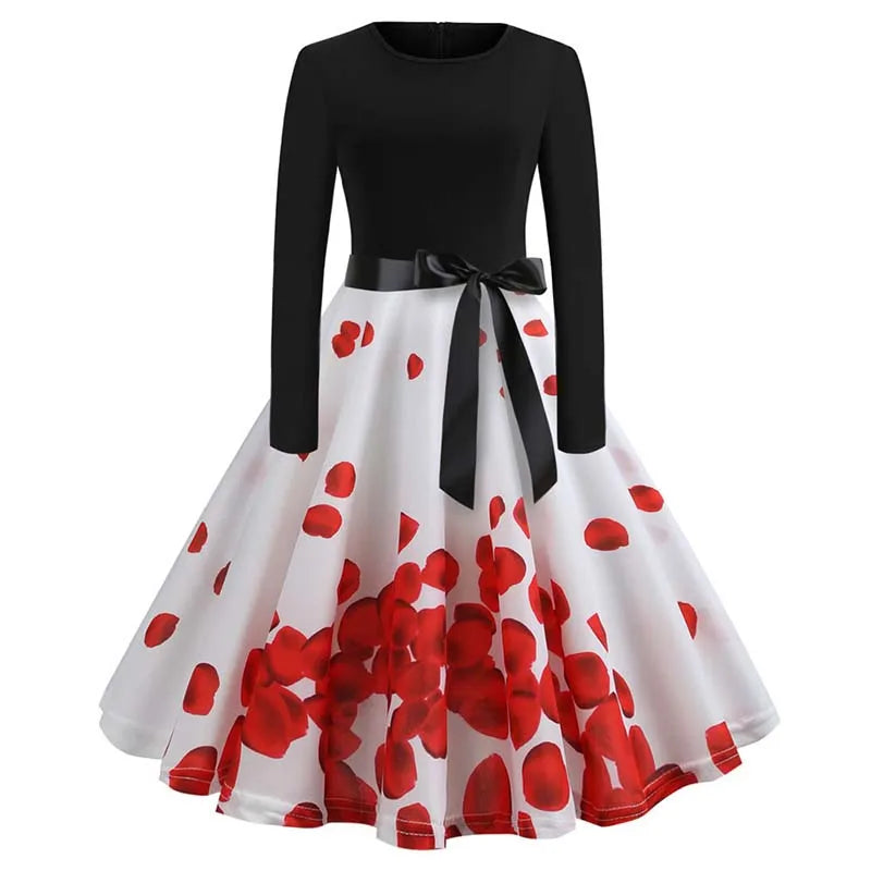 Santa Print Christmas Dress