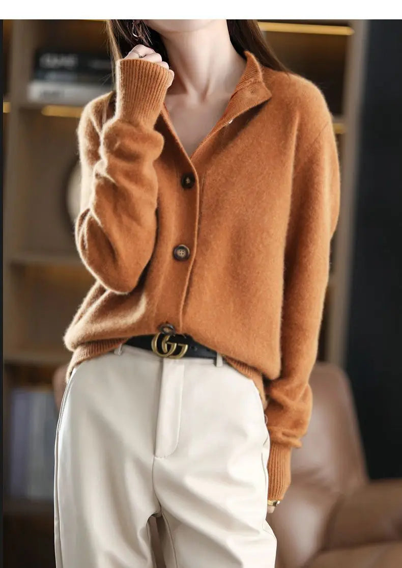 Stand Collar Knit Cardigan