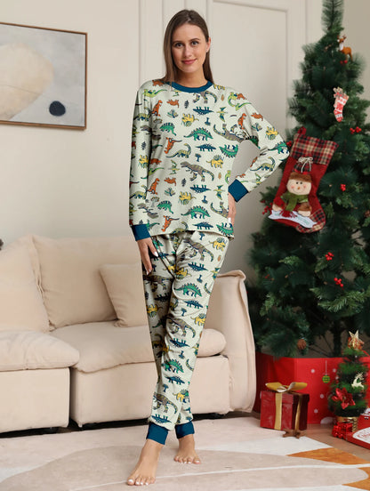 Dinosaur Print Christmas Pajama Set