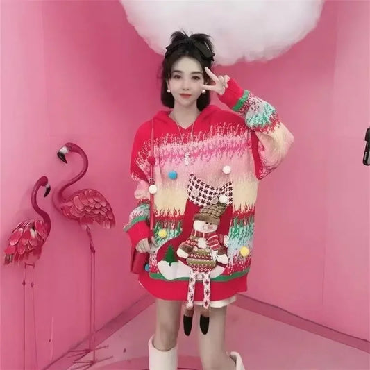 Rainbow Hooded Christmas Sweater