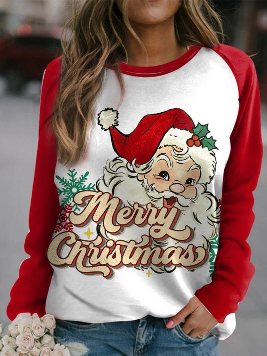 Christmas Print Long Sleeve Pullover Hoodie