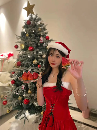 Velvet Santa Claus Mini Dress
