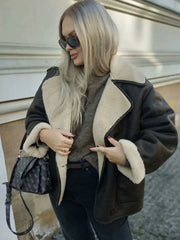 Faux Leather Fleece Jacket