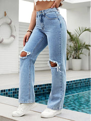 High Waist Baggy Ripped Jeans