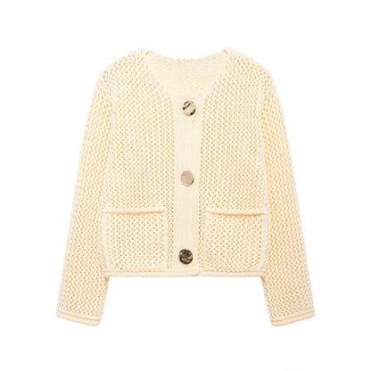 Short Knit Cardigan with Pockets
