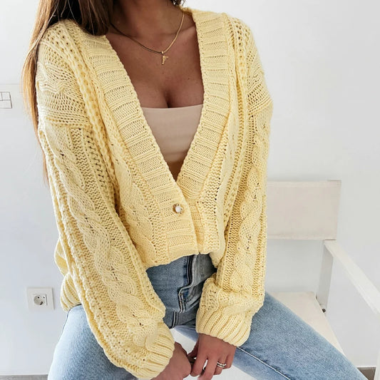 Short Solid Color Knit Sweater