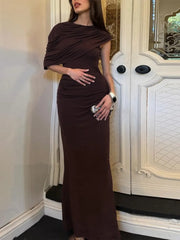 Irregular Ruched Maxi Dress