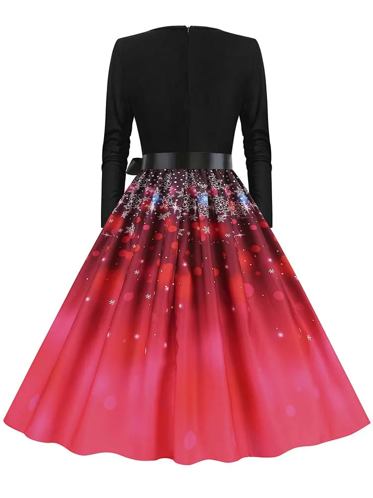 Vintage V-Neck Christmas Dress