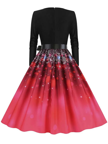 Vintage V-Neck Christmas Dress