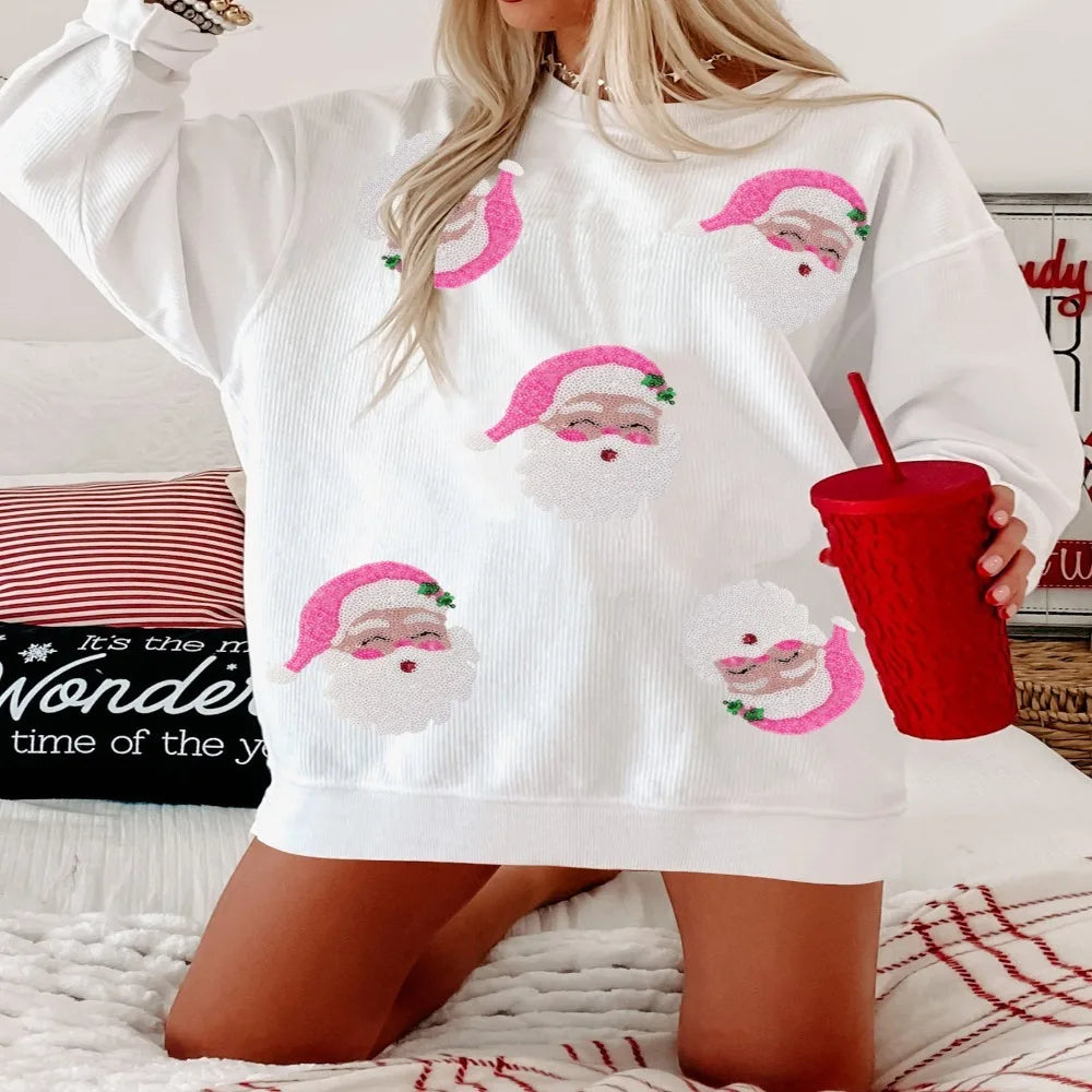 Women’s Santa Claus Sequin Sweatshirt