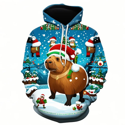 Capybara Print 3D Hoodie for Men