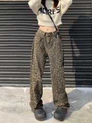 Leopard Print Wide Leg Jeans