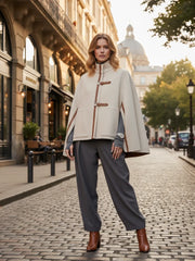 Buckle High Neck Cape Jacket