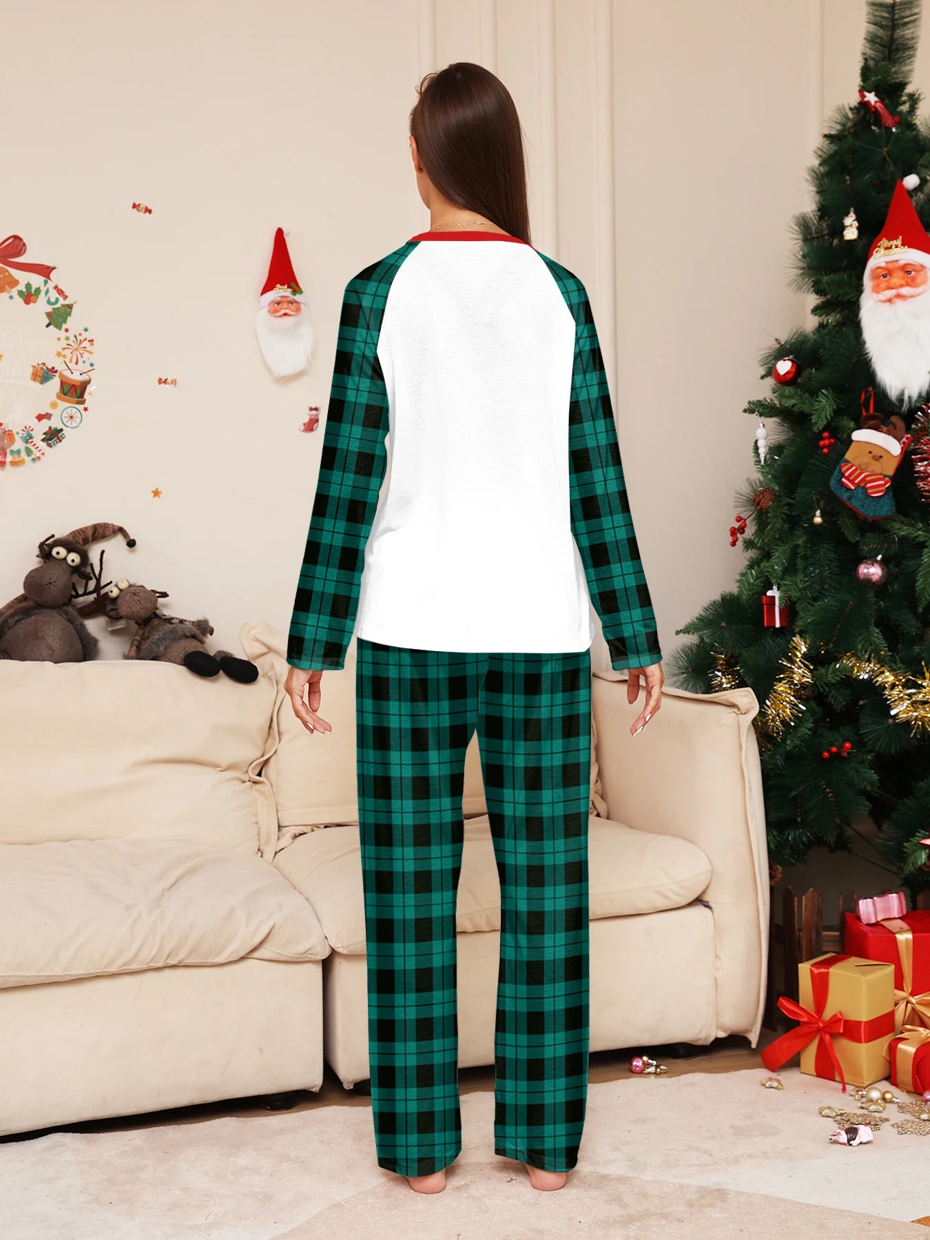 Gnome & Christmas Tree Print Pajama Set