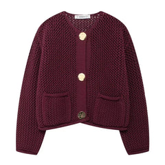 Cropped Button Knit Cardigan