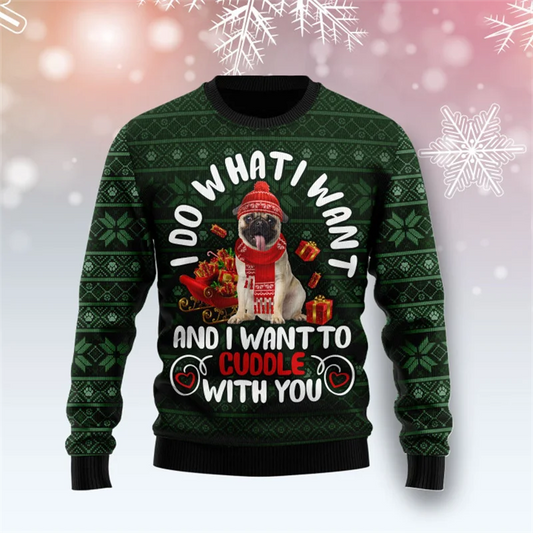 Dog Print Ugly Christmas Sweater