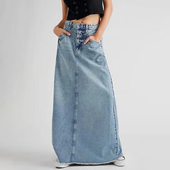 Elegant Long Denim Skirt