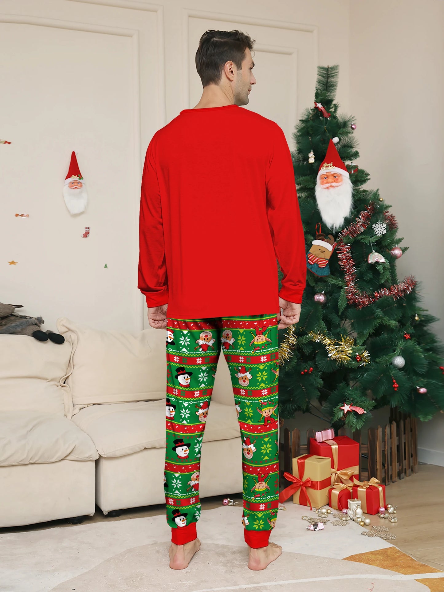 Reindeer & Snowman Print Pajama Set