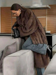 Brown Faux Fur Long Coat