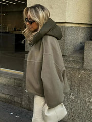 Loose Hooded Patchwork Jacket