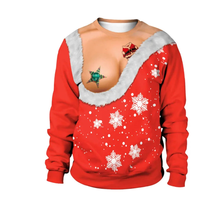 Autumn Winter Christmas Print Jumper