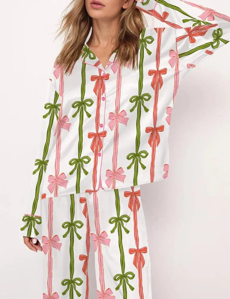 Long Sleeve Top & Plaid Pants Pajama Set