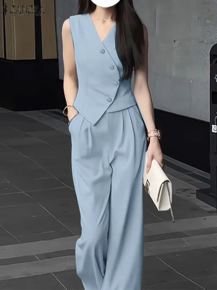 Sleeveless Top and Wide Leg Pants Set