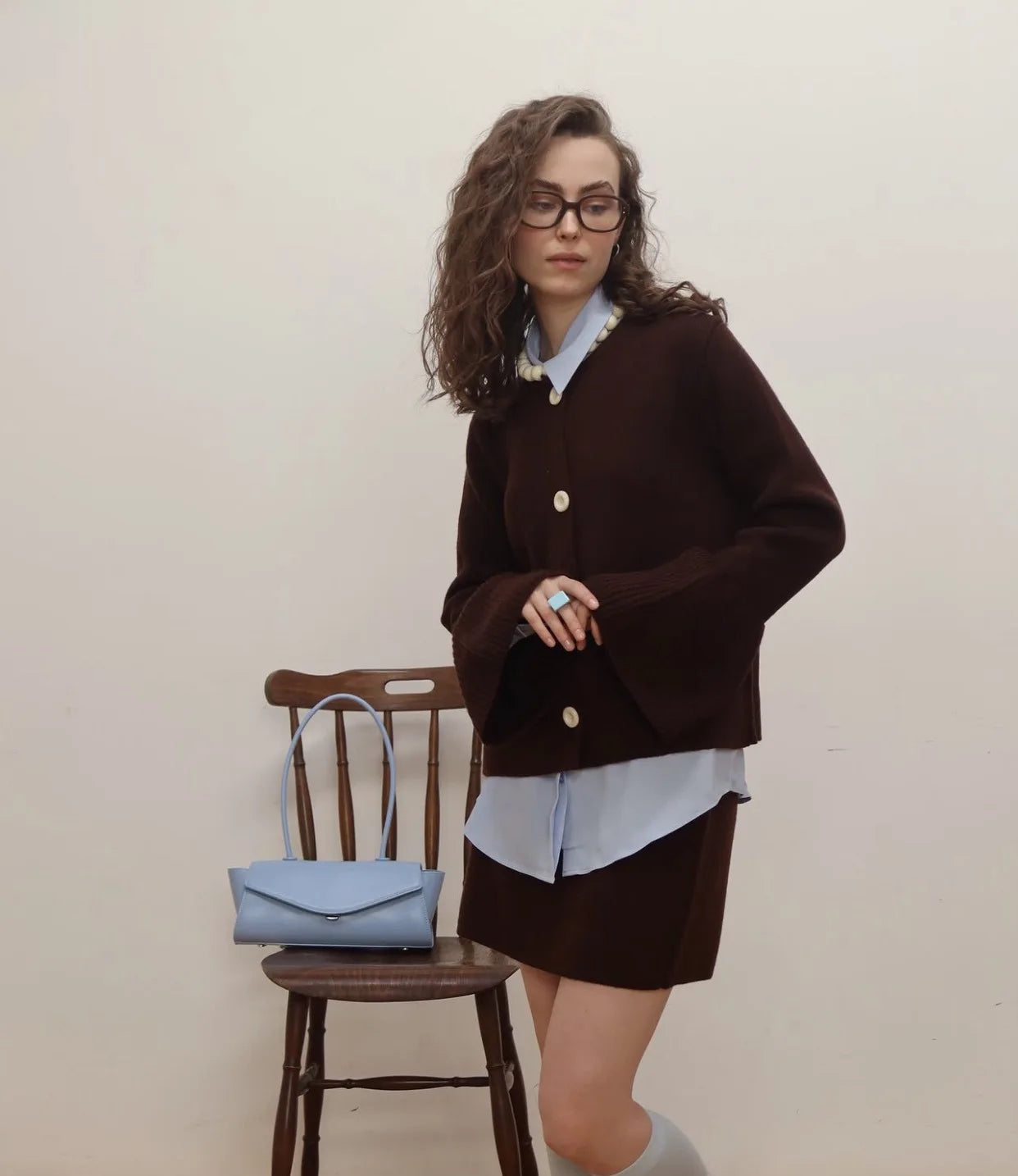 Ribbed Patchwork Knit Cardigan